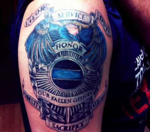 Badge Gun Tattoos Drawing the thin blue line in ink